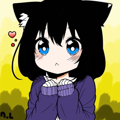 shy anime catgirl