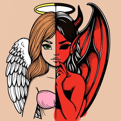 realistic angel half demon