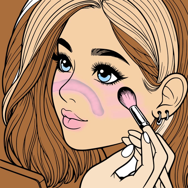 a realistic girl doing her makeup