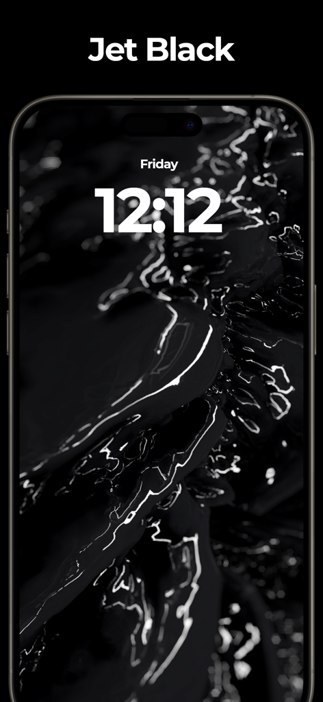 Black Lite - Live Wallpapers - Jet Black liquid textured live wallpaper on an iPhone lock screen