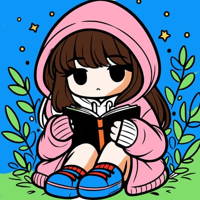girl in oversized hoodie reading a book