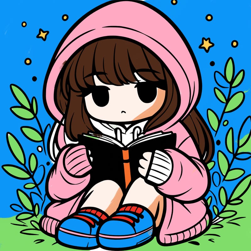 girl in oversized hoodie reading a book