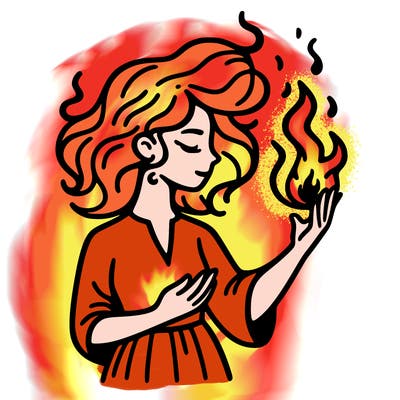 woman with fire