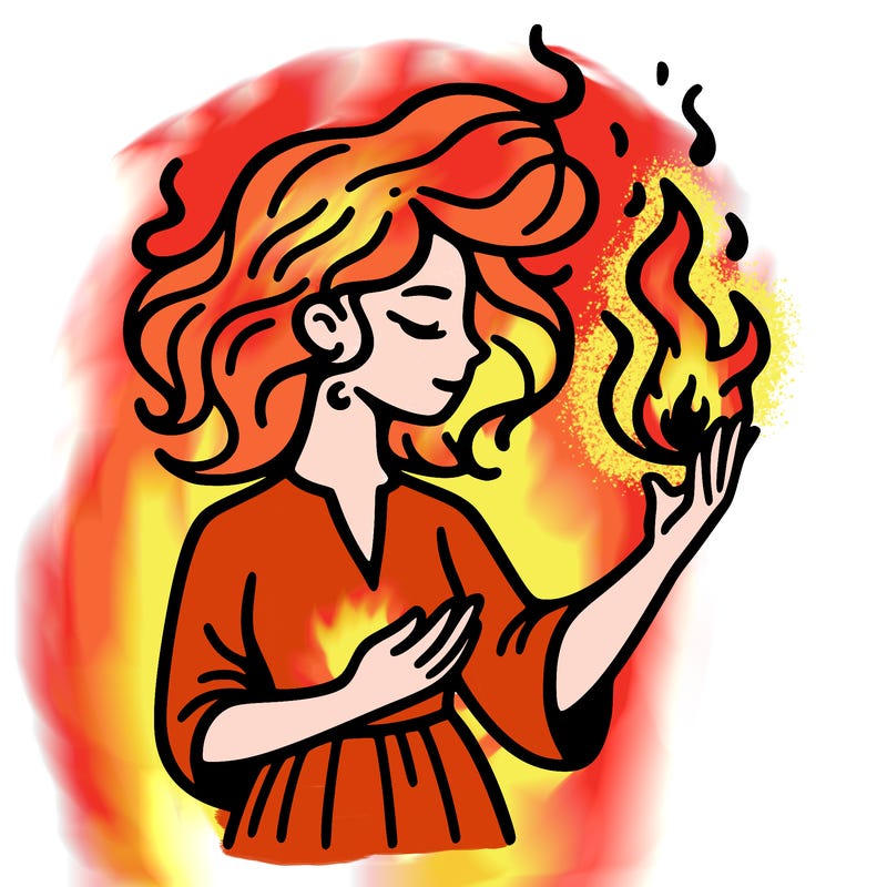 woman with fire