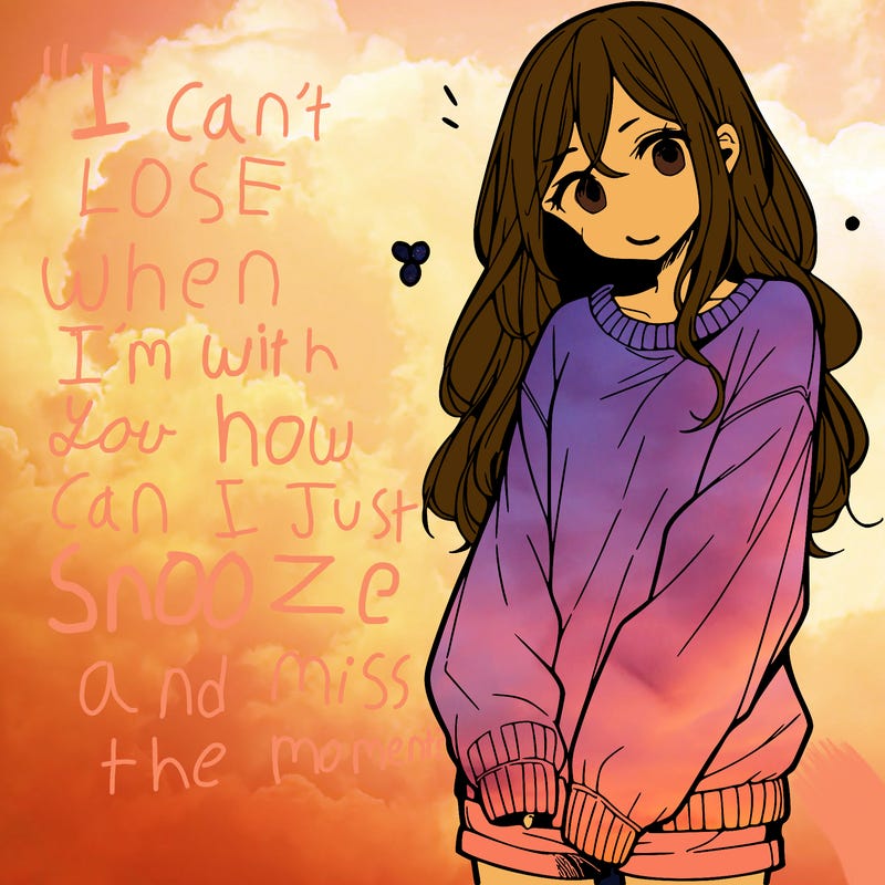 manga teen girl  in a sweater and baggy pants