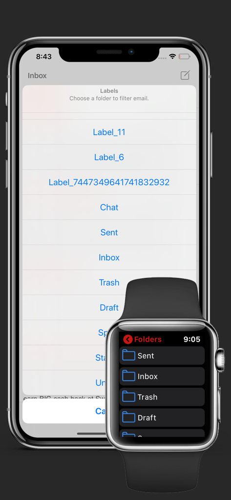 iPhoneとApple WatchでGmailフォルダを表示するWristMailアプリ