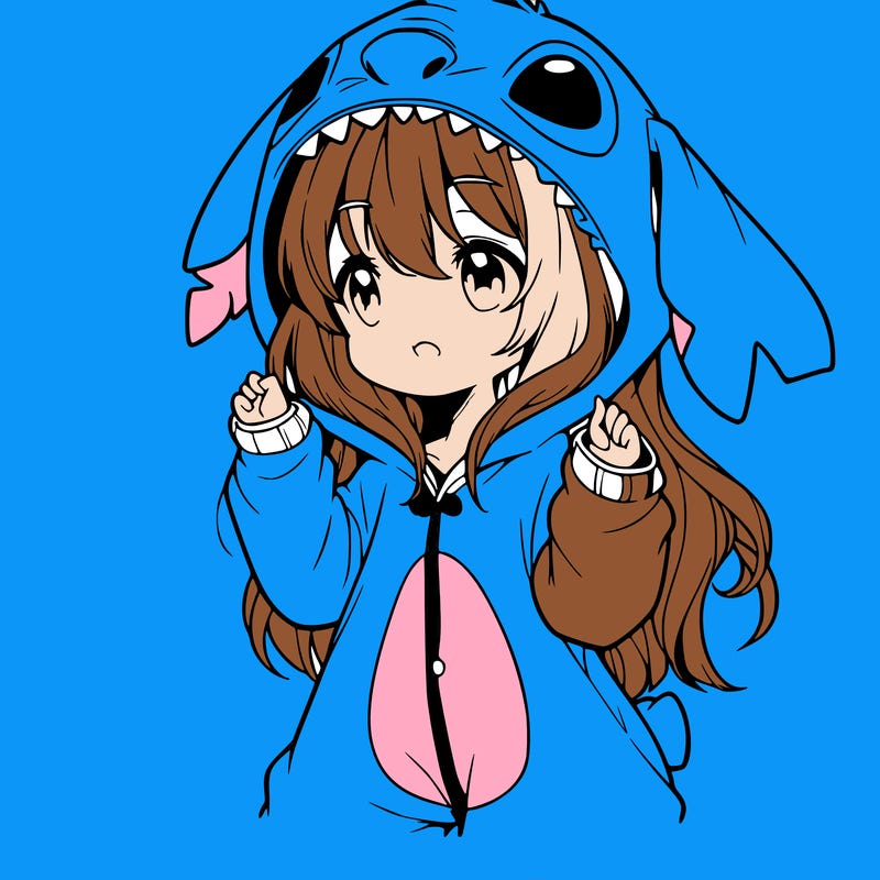 anime girl in a stitch onsie