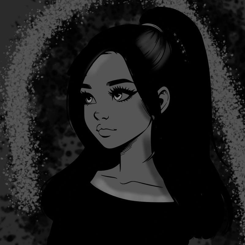 realistic girl with a high ponytail