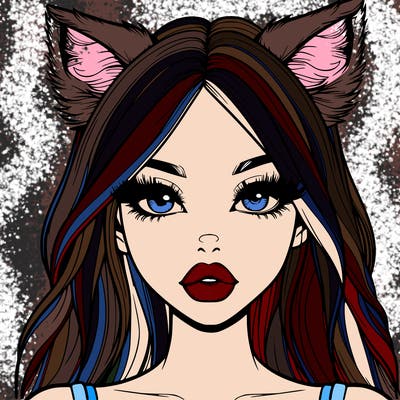 realistic girl with fox ears and realistic lips