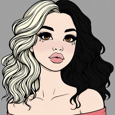 realistic girl with wavy hair and lips