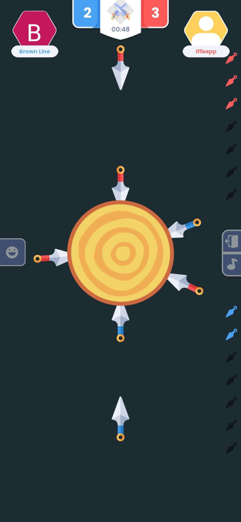 2 Player Game Box Online - Two players competing in a kunai throwing mini game in 2 Player Game Box Online.