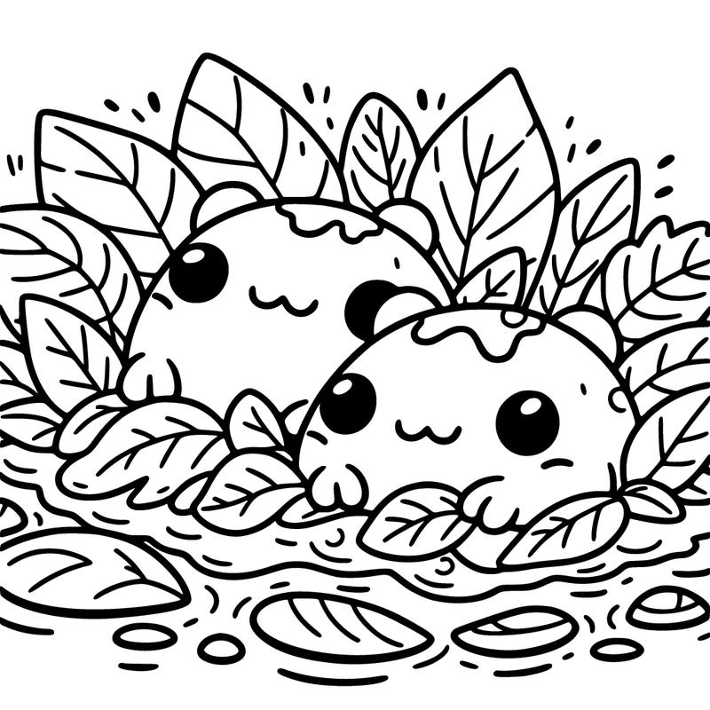 cute bogs in a pile of leaves