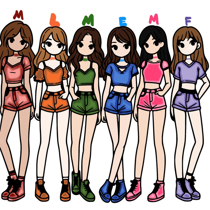 a group of girls wearing crop tops and shorts