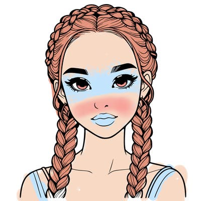 realistic girl with braids