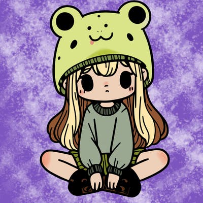 a girl wearing a frog hat and some frog socks