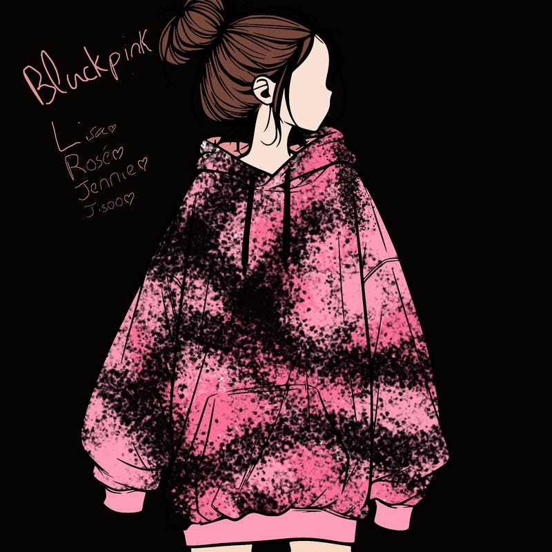 realistic girl with a oversized sweatshirt on and a bun