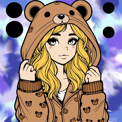 realistic girl in a animal pjs hoodie