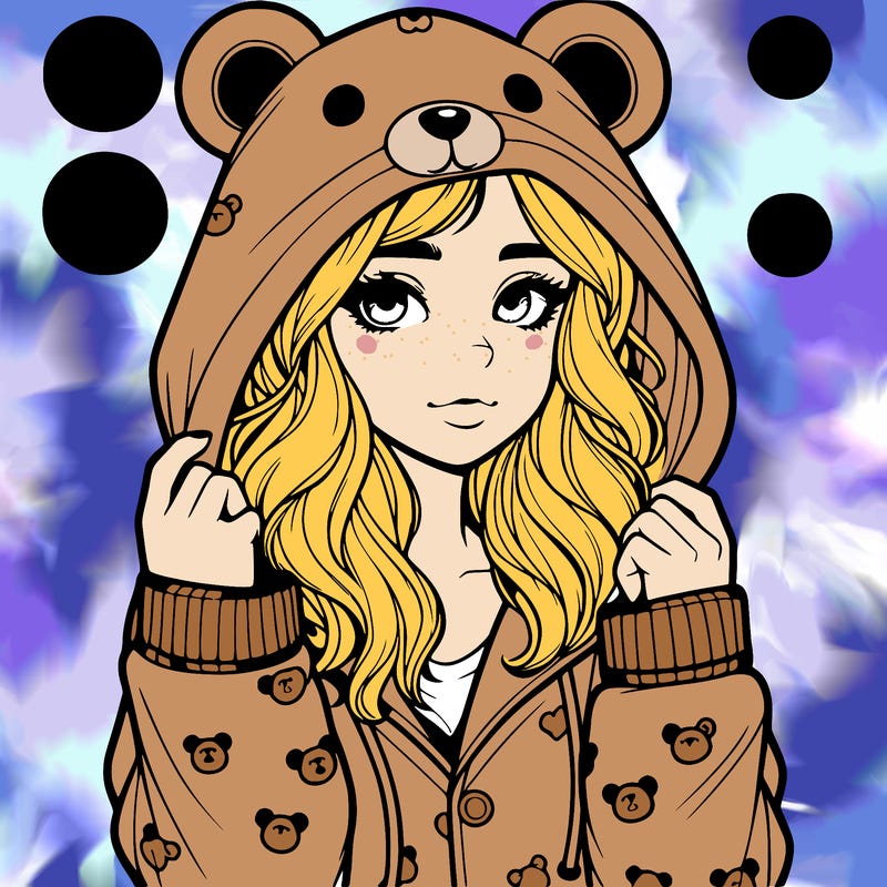 realistic girl in a animal pjs hoodie
