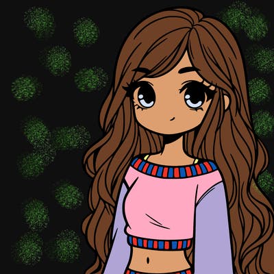 girl with long hair and a crop top with a sweater