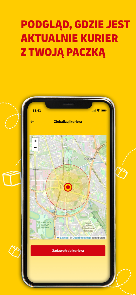 Mój DHL - Real time courier tracking on a map in the Moj DHL mobile app