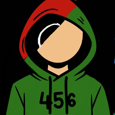 a person with non face waering a hoodie with a 456 symbol