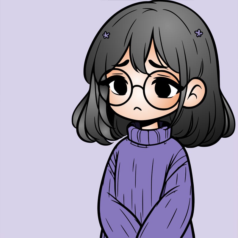 sad girl with glasses in a sweater