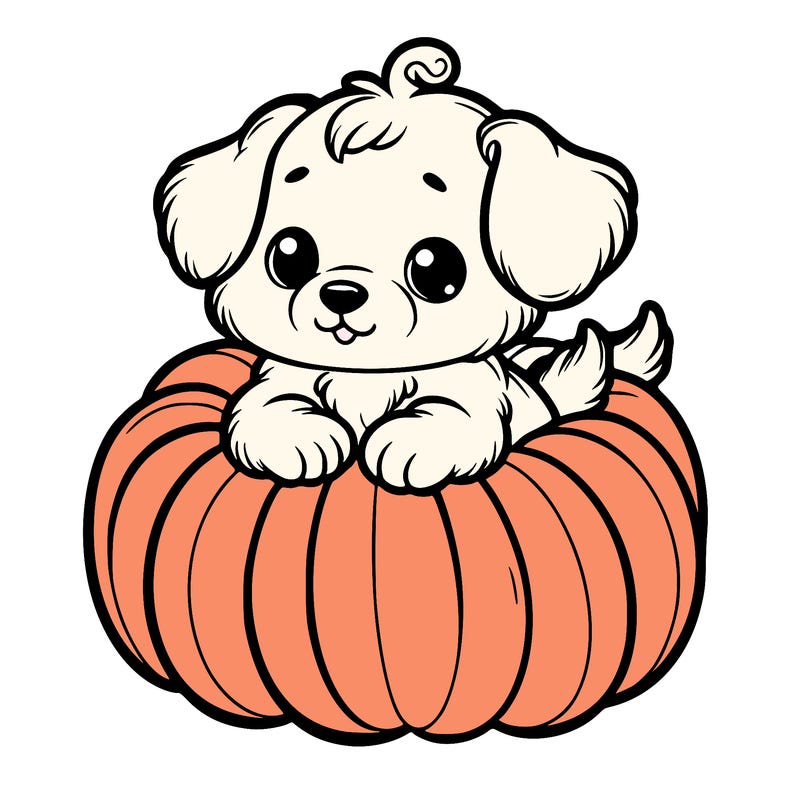 cute little puppy in a pumpkin