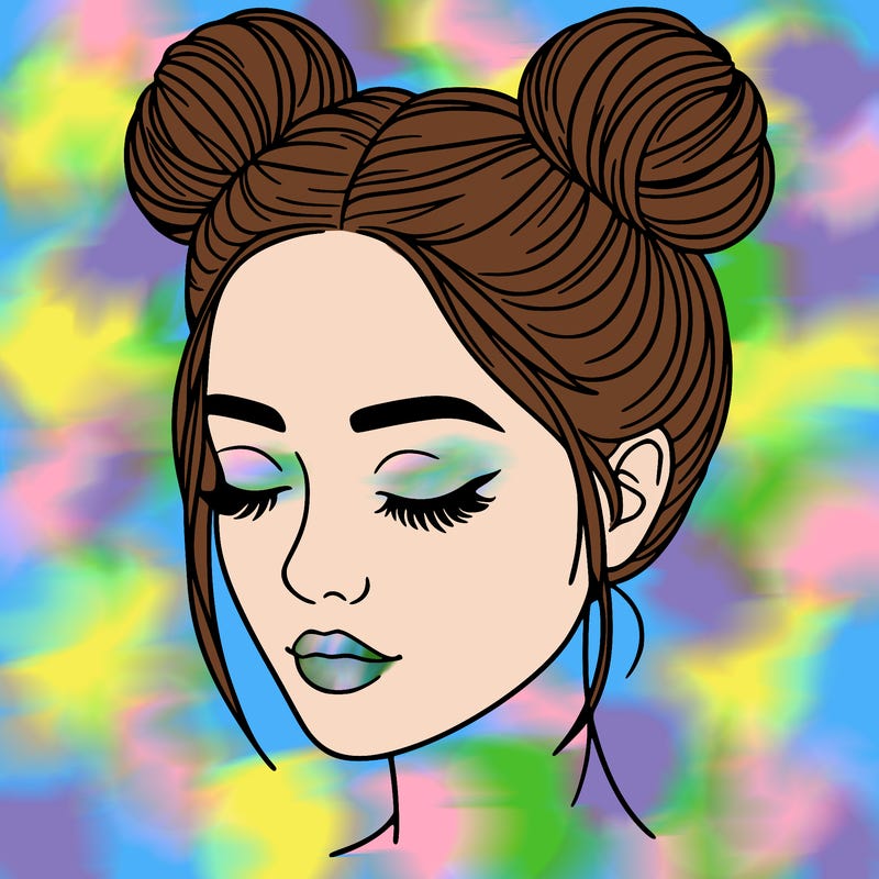 woman with hair buns