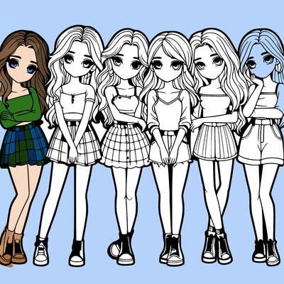 a group of girls realistic