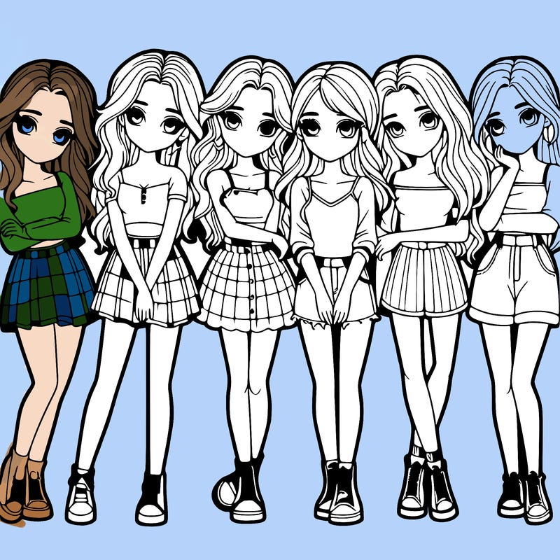 a group of girls realistic