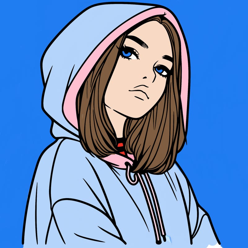 a realistic girl in a hoodie