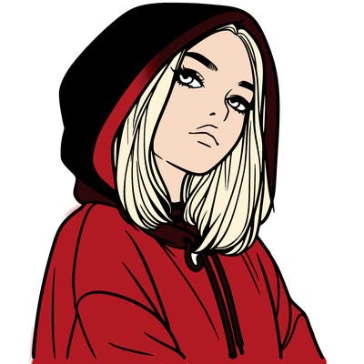 a realistic girl in a hoodie
