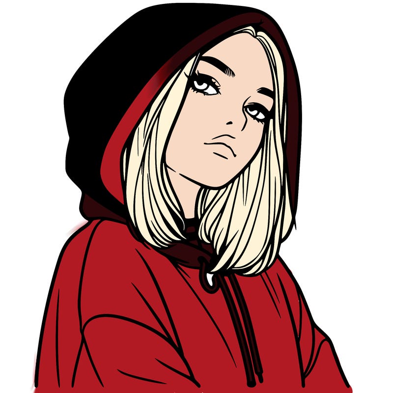 a realistic girl in a hoodie