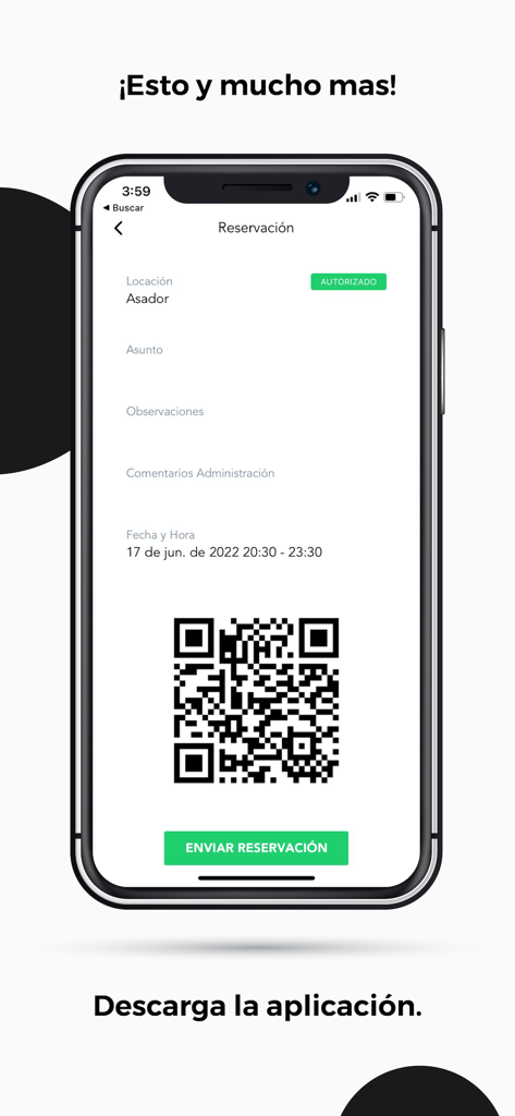 La Nube - La Nube mobile app reservation screen with a QR code and authorized booking status