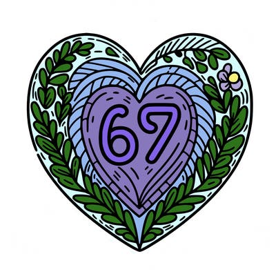heart with 67 /