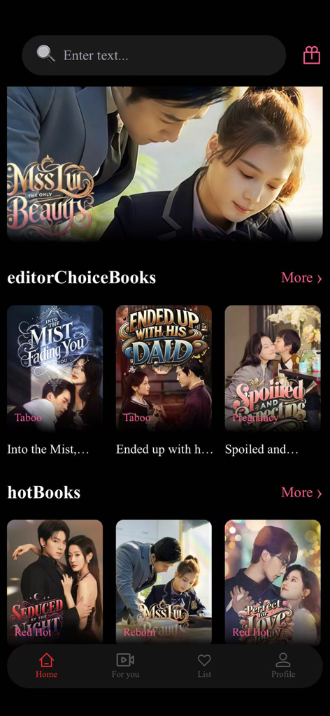 Shortv - Watch Dramas & Shows - Homepage of Shortv app displaying a selection of short-form romantic drama series and categories