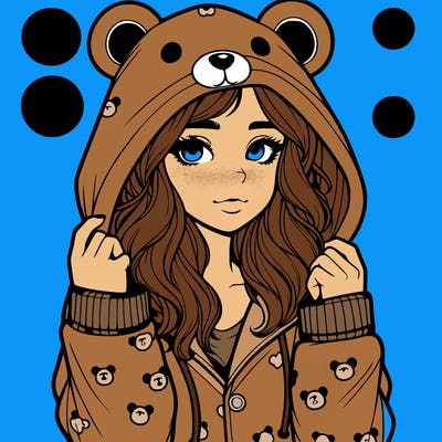 realistic girl in a animal pjs hoodie