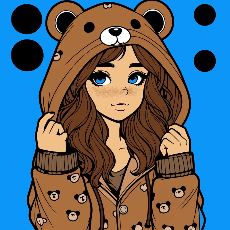 realistic girl in a animal pjs hoodie