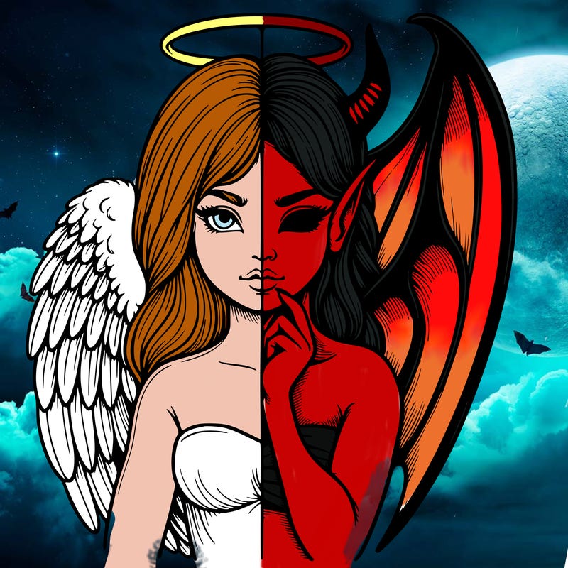 realistic angel half demon