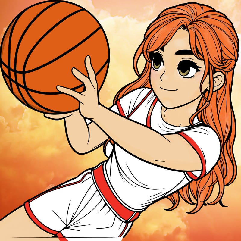 realistic girl playing basketball