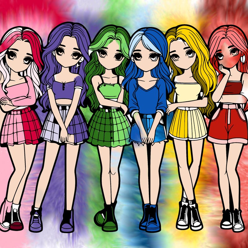 a group of girls realistic