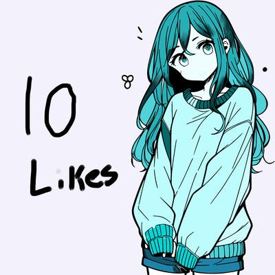 manga teen girl  in a sweater and baggy pants