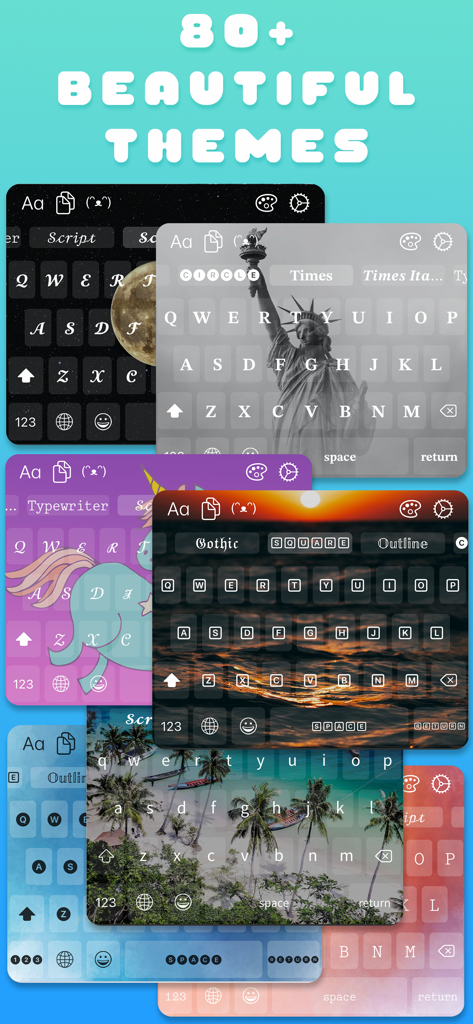 Custom Keyboard Fonts Fontsify - Una colección de temas de teclado hermosos y estéticos que incluyen naturaleza al atardecer y fondos artísticos