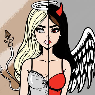 devil vs angel realistic girl