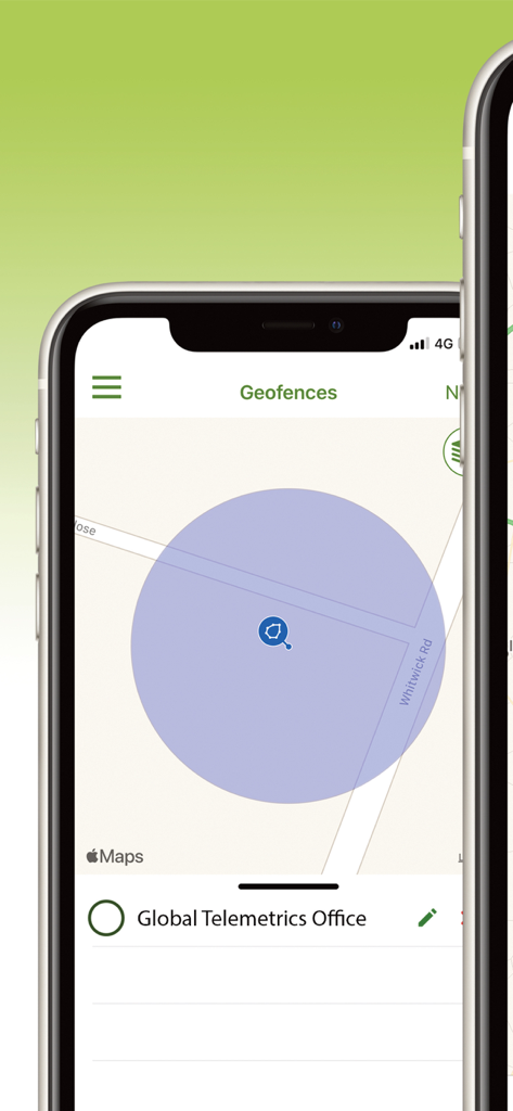 GTE Track - GTE Track app displaying a circular geofence on a map for vehicle security and monitoring