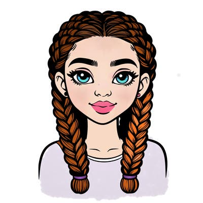 realistic girl with braids