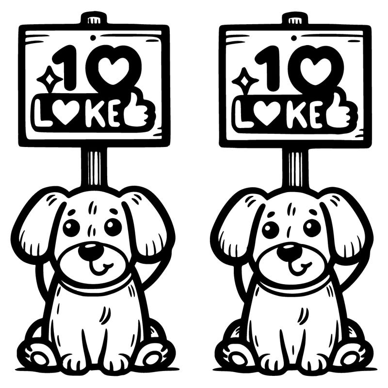 an adorable 😻 dog holding a 10 likes sign