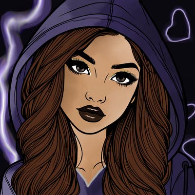 realistic beautiful girl with a hood on