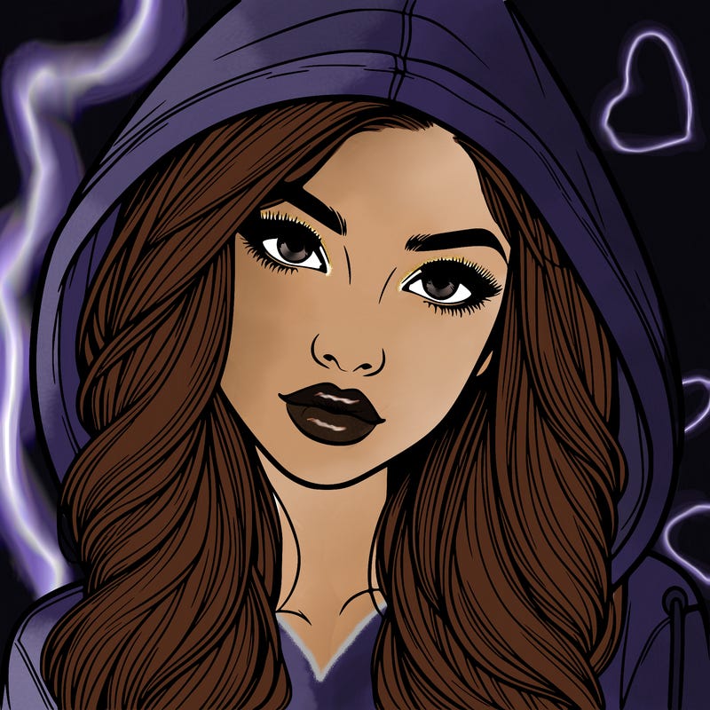 realistic beautiful girl with a hood on