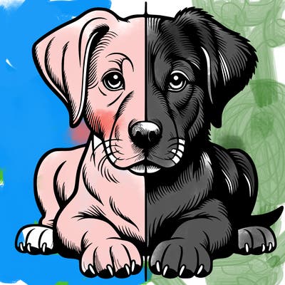 realistic dog split picture